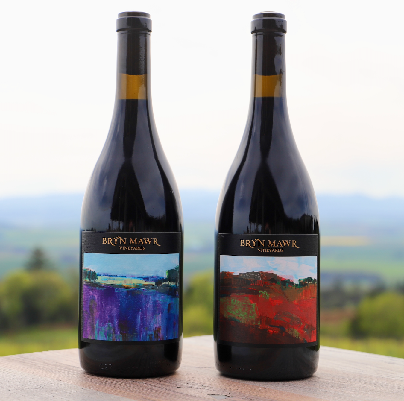 Two bottles of Bryn Mawr Pinot Noir